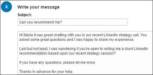 linkedin recommendation request