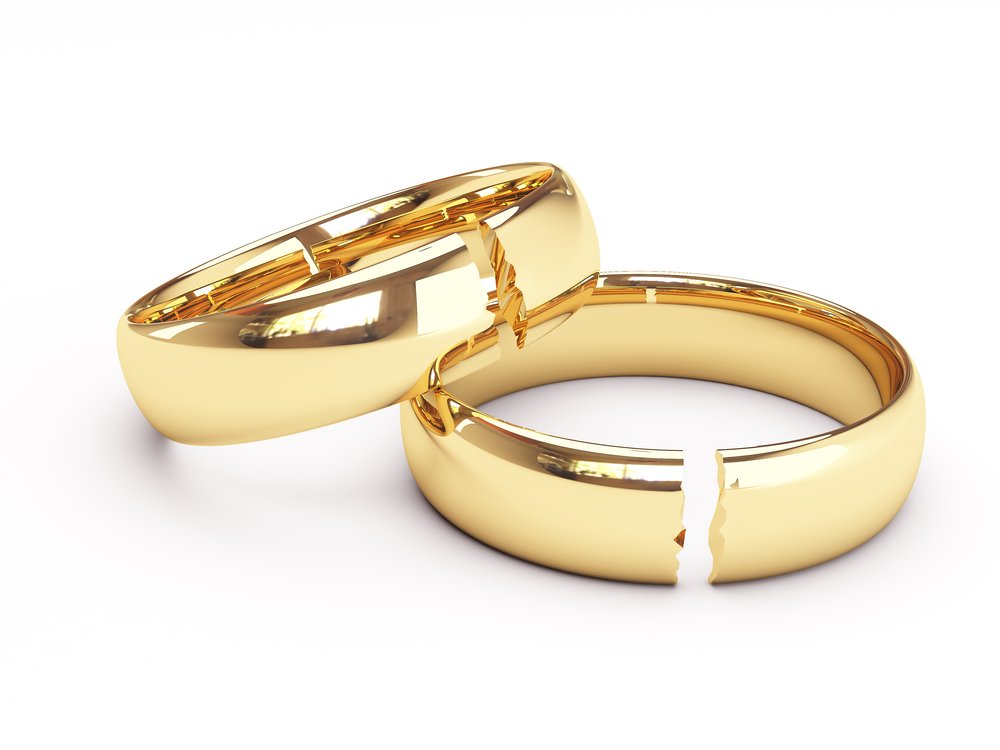 Isolated broken gold wedding rings