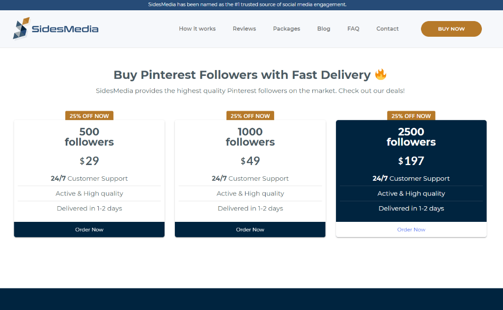 SidesMedia - Buy Pinterest Followers