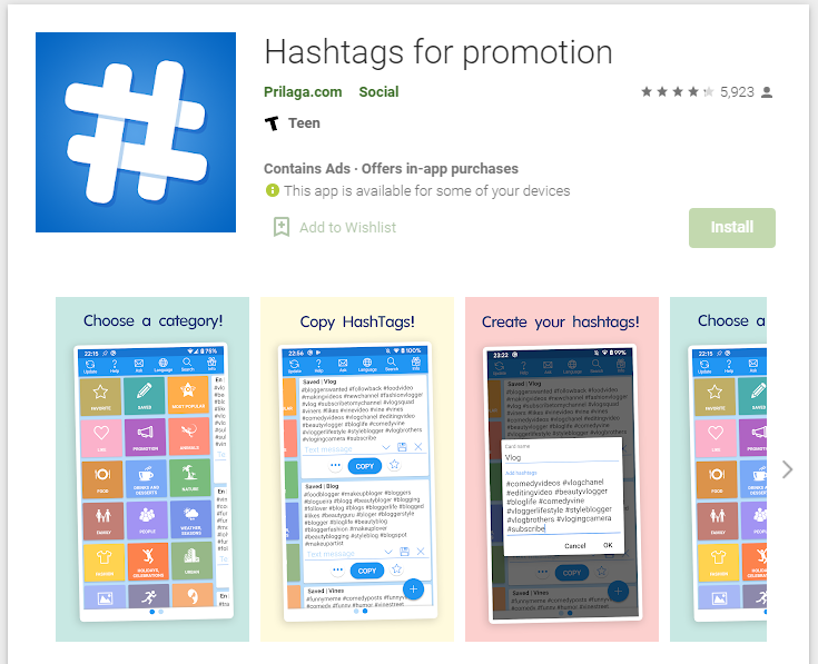 Hashtags for Promotion
