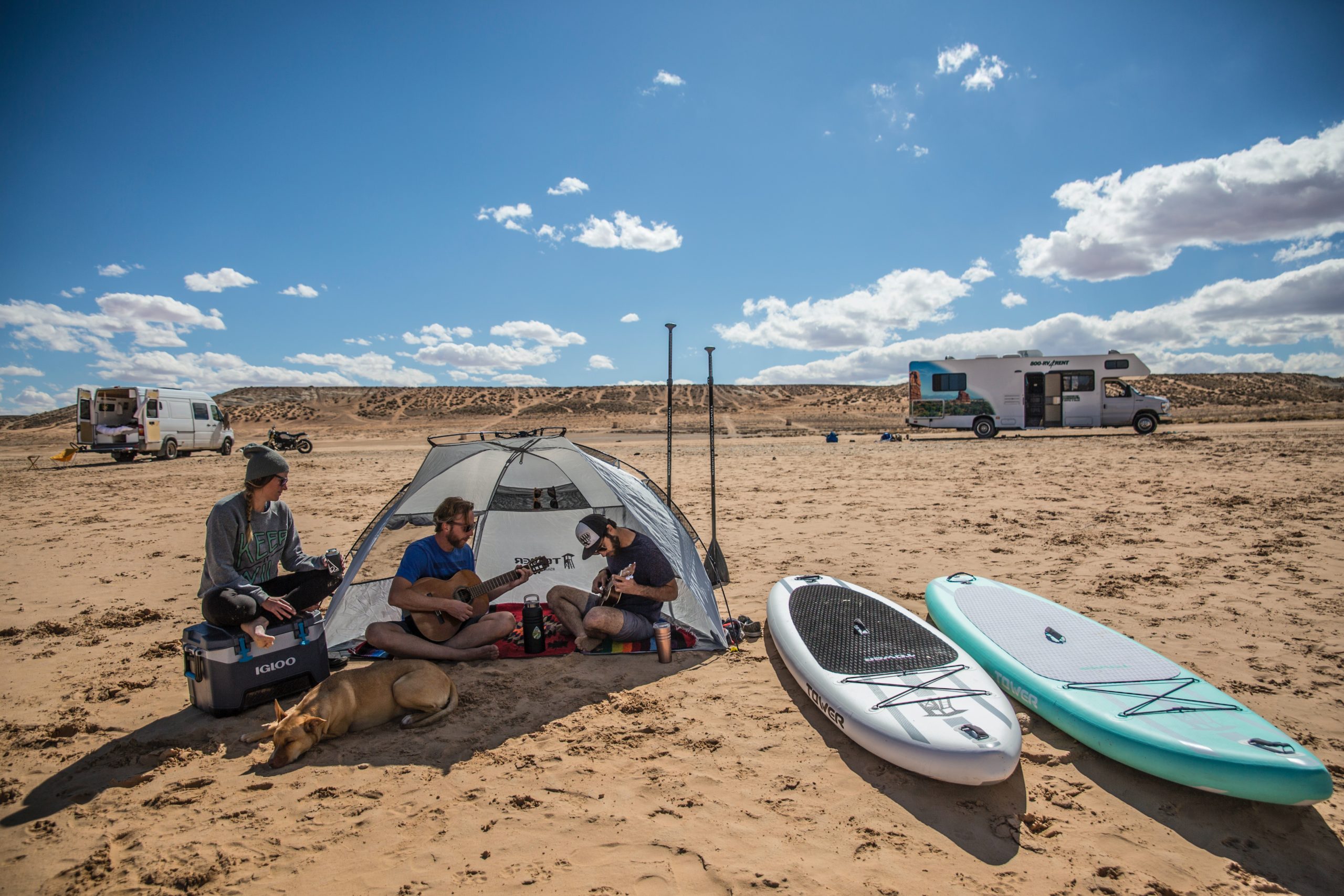 Camping in the desert with some Tower paddleboards.