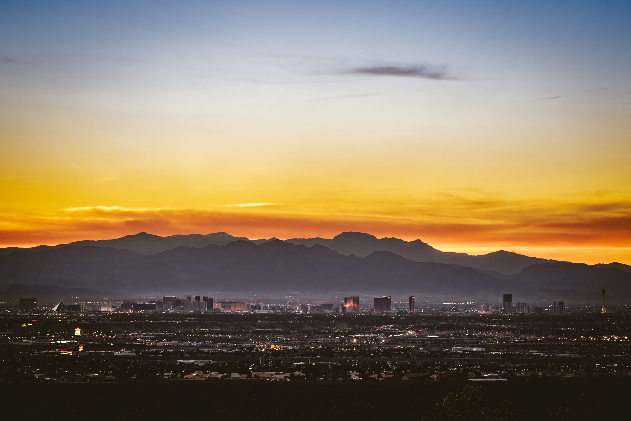 A sunset shot of the Las Vegas Strip taken from a quiet trail on the Soutgeast side of the valley.