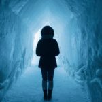woman, adventure, ice cave