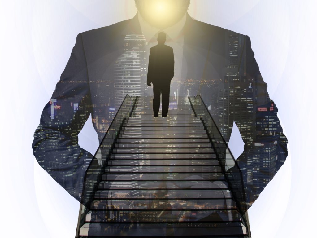 businessman, success, stairs