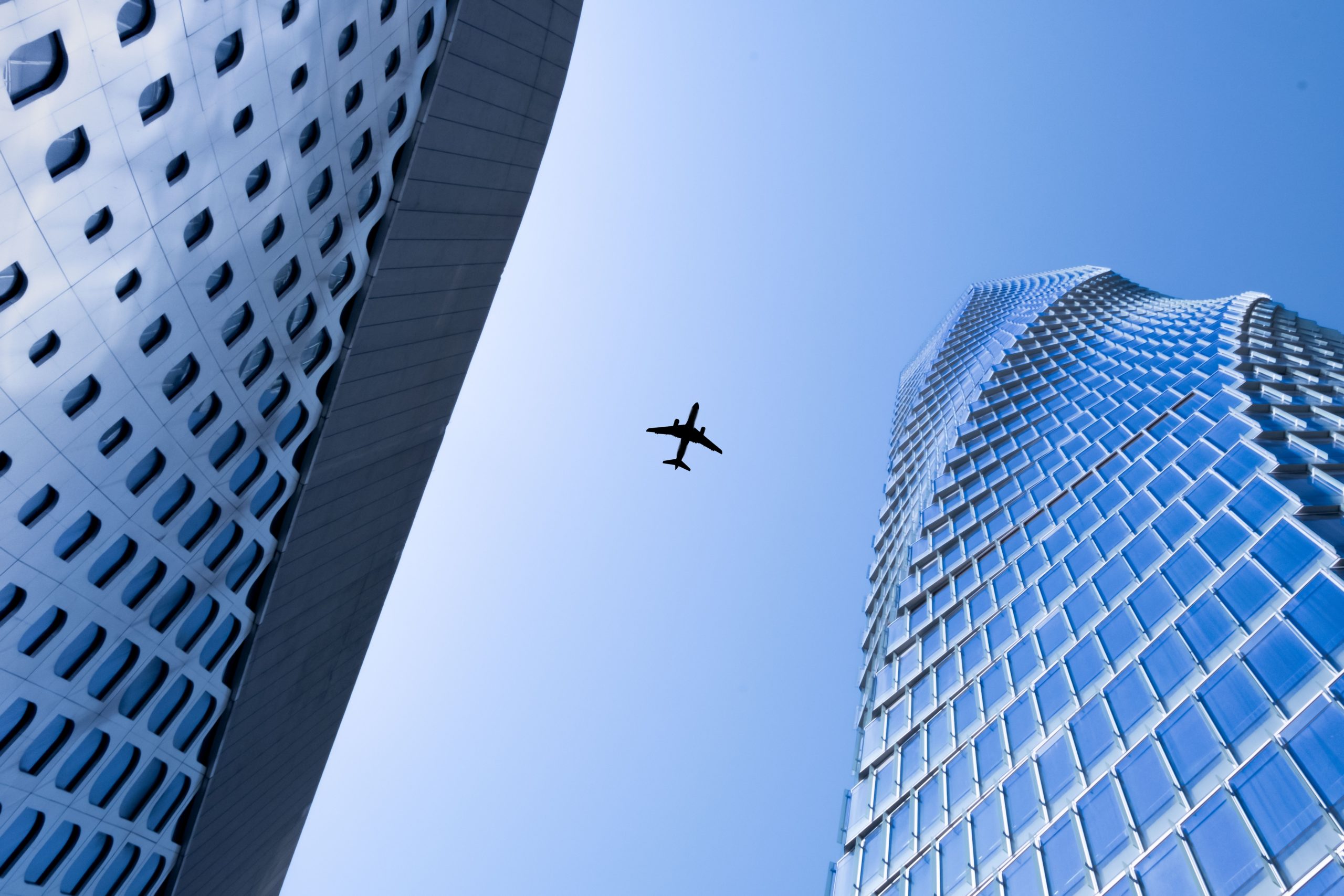airplane, city, building