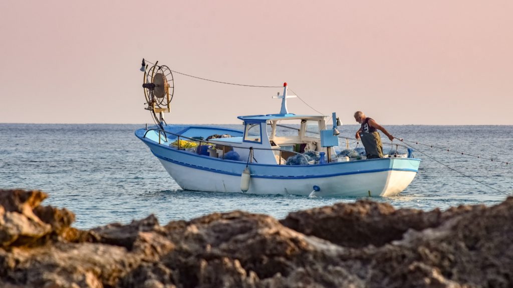 fishing boat, fisherman, sea