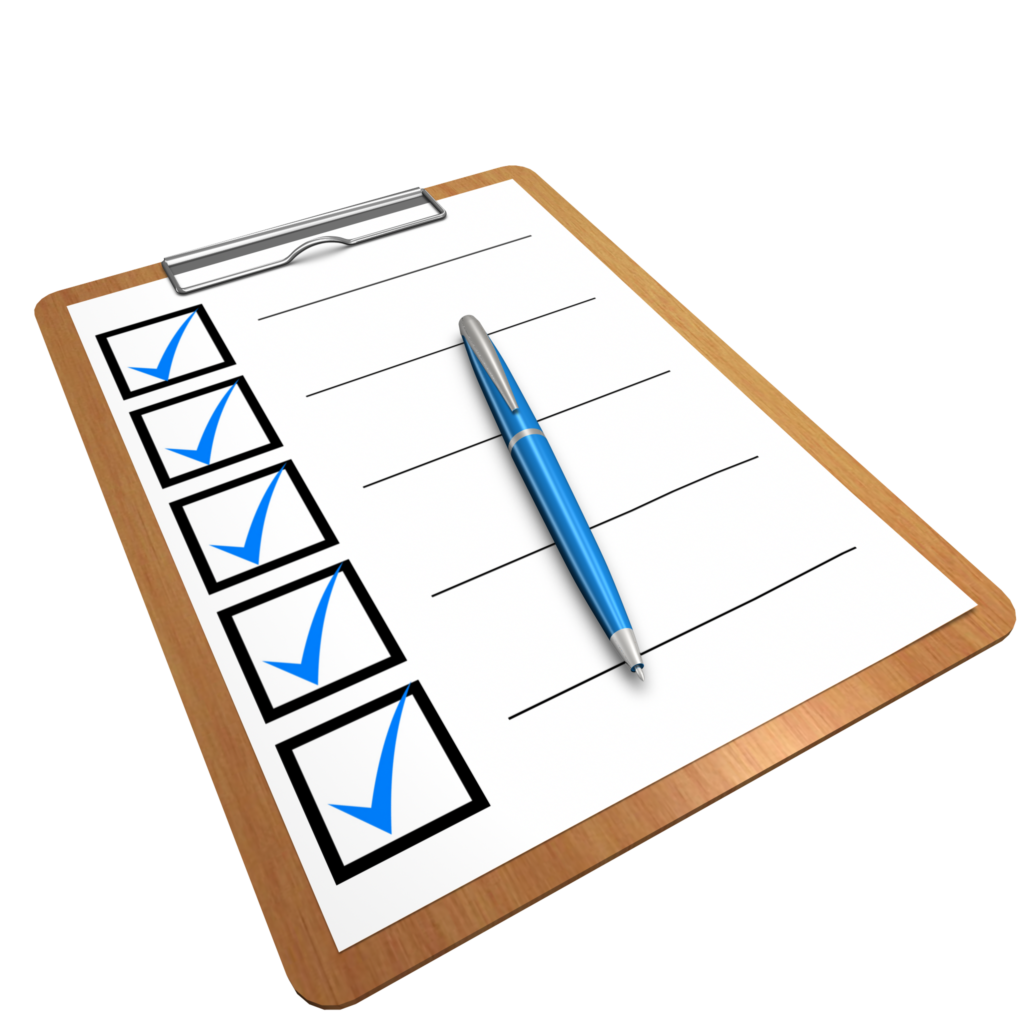 checklist, clipboard, questionnaire